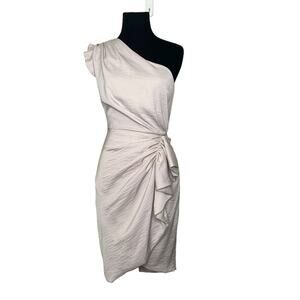 AllSaints beige one shoulder party dress size 2